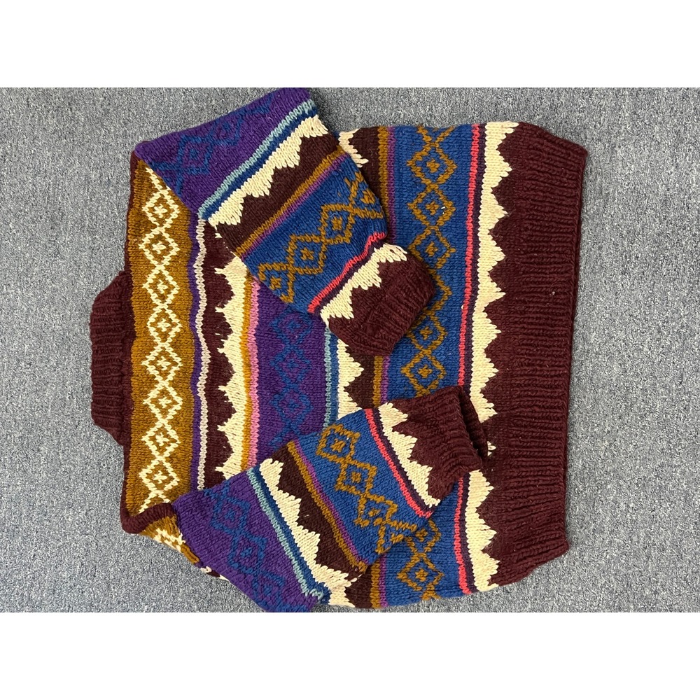 Backcountry Vintage Handmade Wool Sweater Ecuador Fair Isle Boho Chunky Knit - Picture 5 of 5